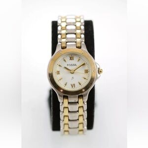 Fossil F2 Women Watch Stainless Steel Silver Gold Water Res Battery White Quartz